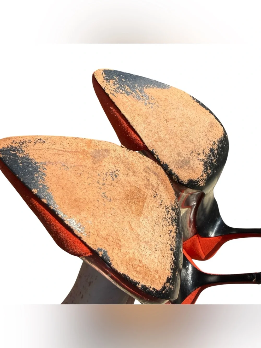 Sandro Paris Orange Suede Clear PVC D’Orsay Stiletto Pumps Heels EU 36 Y2K US 6